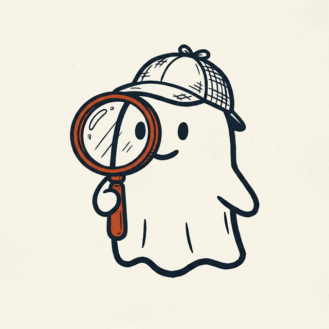 The Watch ghost, peering through a magnifying glass